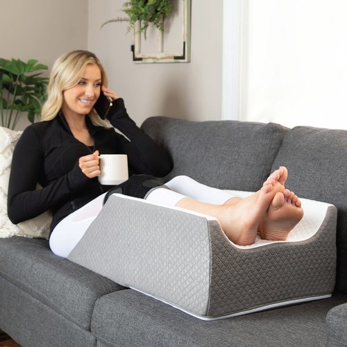 Kolbs Double Leg Elevation Pillow | Post Surgery Leg Pillow | Stylish Chic Jacquard Cover