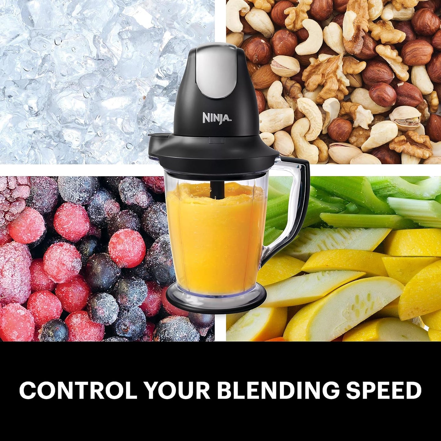 Ninja QB1004 Blender - 450W Food Processor with 48oz Pitcher & 16oz Chopper Bowl | Perfect for Smoothies & Meal Prep, Black