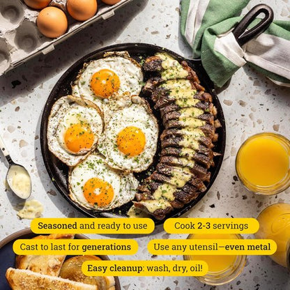 Lodge Round Cast Iron Griddle - Pre-Seasoned, Non-Toxic Cookware - 10.5 Inch Versatile Pan for Stovetop, Oven & Grill