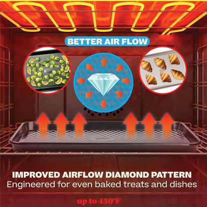 Baker's Secret Baking Sheet Pan Set - 3 Premium Cookie Sheets with Diamond Texture | Extra Thick, PFOA-Free