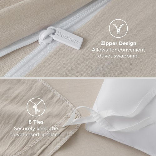 Bedsure Oversized King Duvet Cover - 3 Pieces Prewashed Cotton-Like Polyester Extra Soft Bedding Set, Includes 1 Duvet Cover 120x98 Inches with Zipper Closure & 2 Pillow Shams, Linen, No Comforter