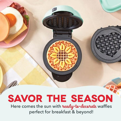 Dash MultiMaker® Mini System Removable Plate Set - Nonstick Waffle Replacement Plates - 4-Inch Two-Pack in Sunflower & Bee