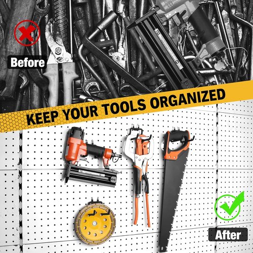 ELEAD 4-Piece Pegboard Hooks Set - Durable Organizer Accessories for 1/4" Pegboard | Ideal for Garage & Kitchen