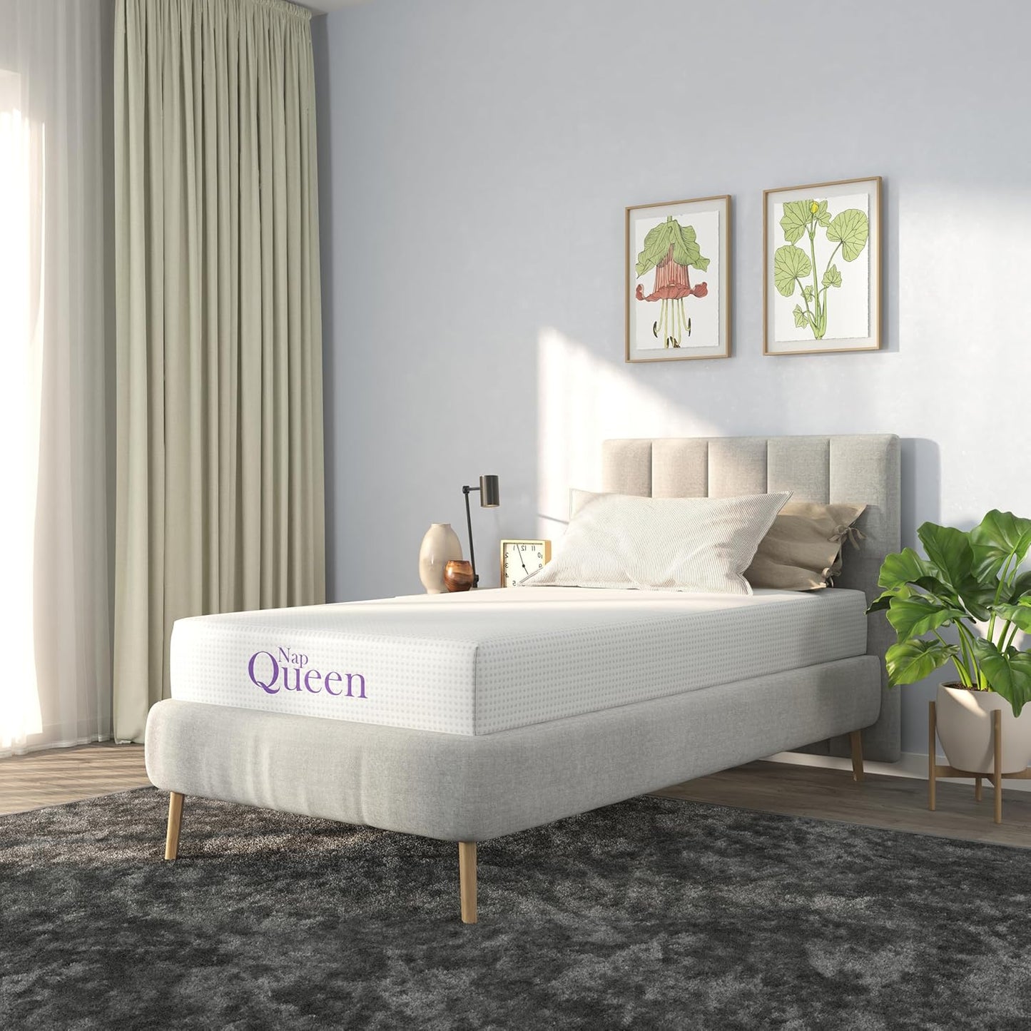 NapQueen Twin Size Mattress - 8 Inch Bamboo Charcoal Memory Foam for Ultimate Comfort