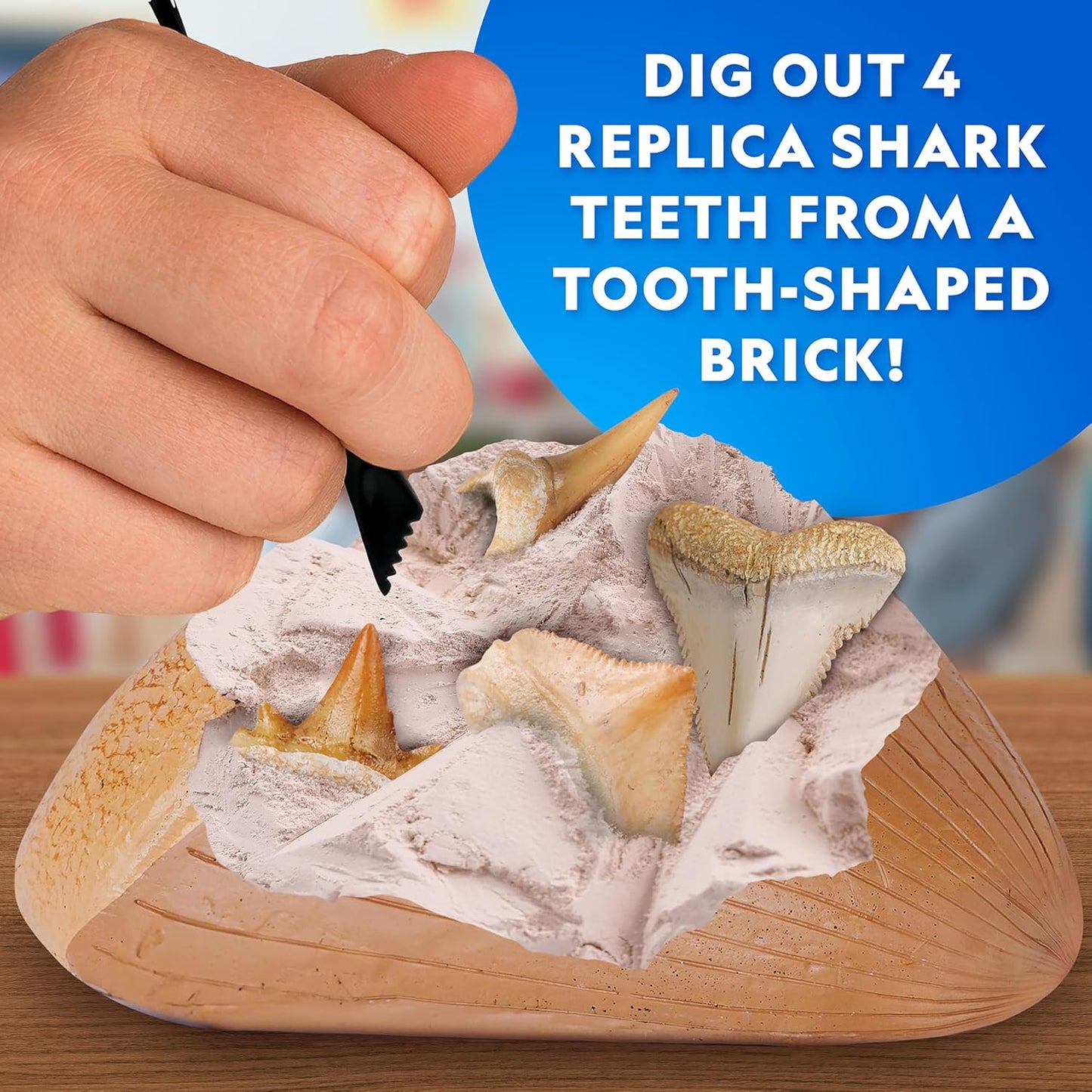 National Geographic Shark Tooth Dig Kit - Excavate Replica Shark Fossils | STEM Activity for Kids Ages 6-8