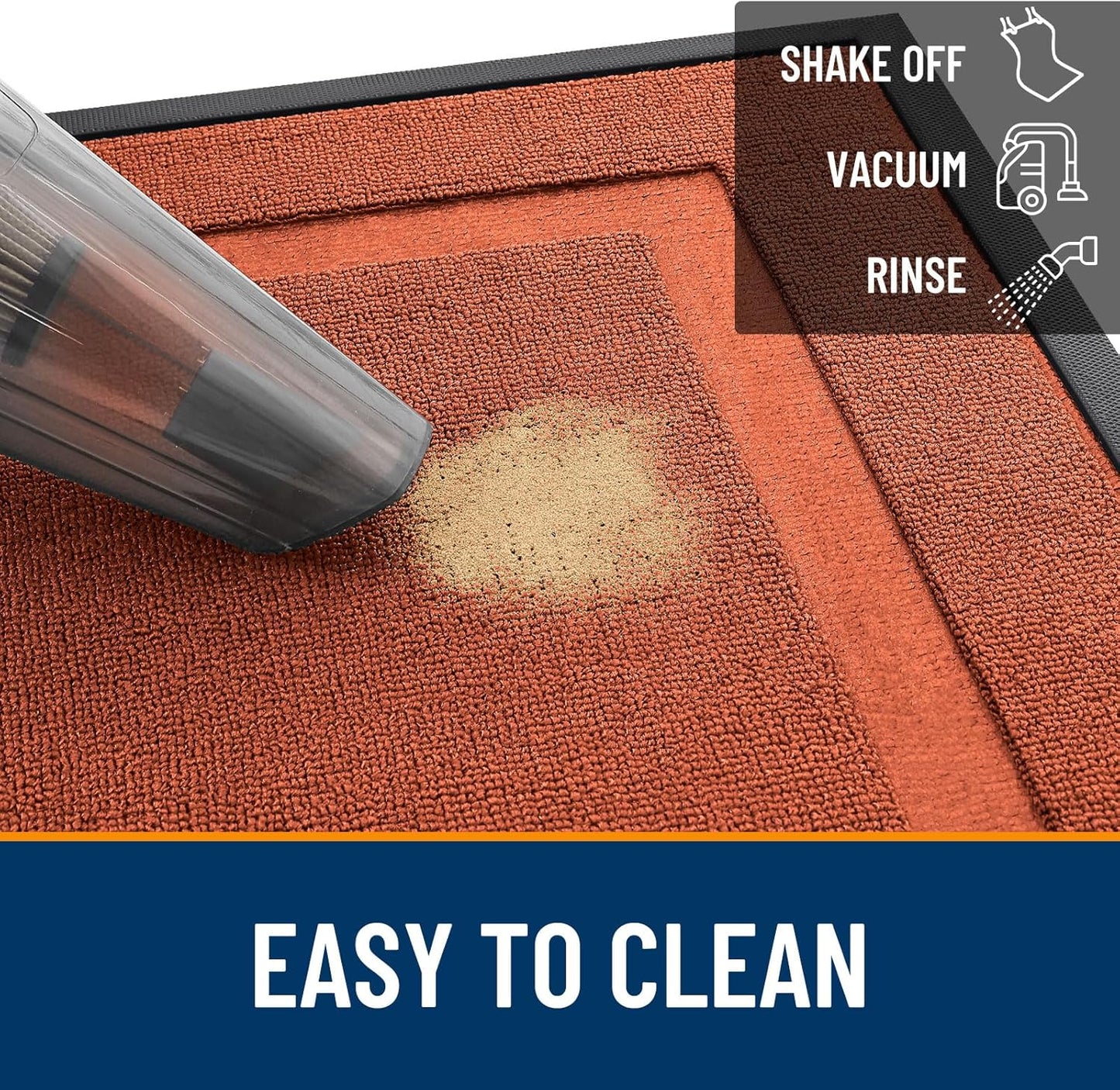 OLANLY Waterproof All-Season Front Door Mat - Sturdy Natural Rubber, Easy Clean | 29.5x17, Vermillion Red