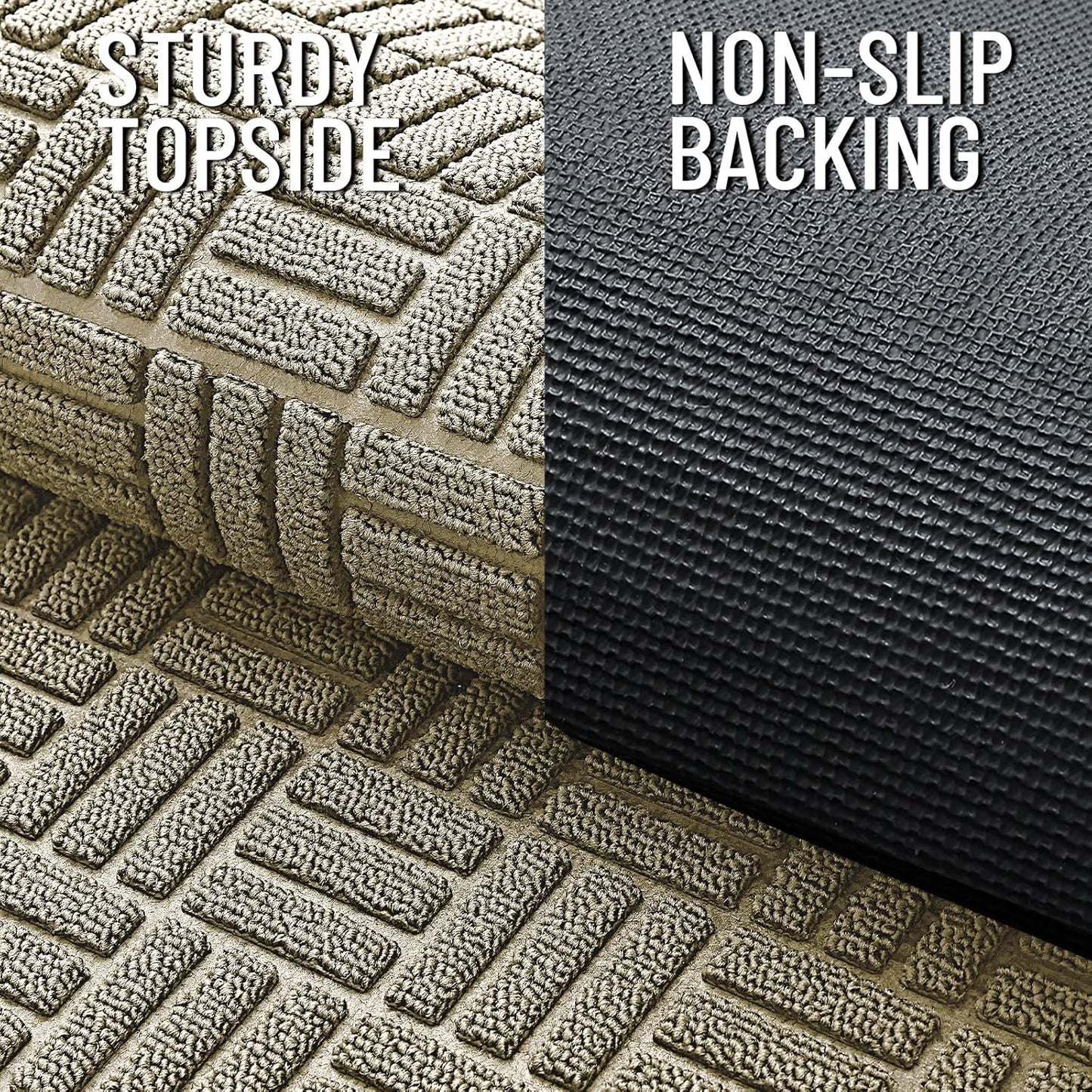OLANLY Heavy Duty Front Door Mat - Absorbent Natural Rubber, Non-Slip, 29.5x17 Inches | Beige Indoor/Outdoor Doormat
