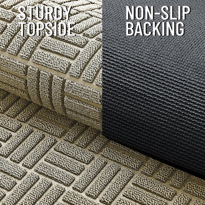 OLANLY Heavy Duty Front Door Mat - Absorbent Natural Rubber, Non-Slip, 29.5x17 Inches | Beige Indoor/Outdoor Doormat