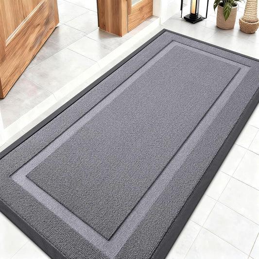 OLANLY Indoor Outdoor Front Door Mat - Waterproof All-Season Doormat, Sturdy Rubber, 47x23, Classic Gray