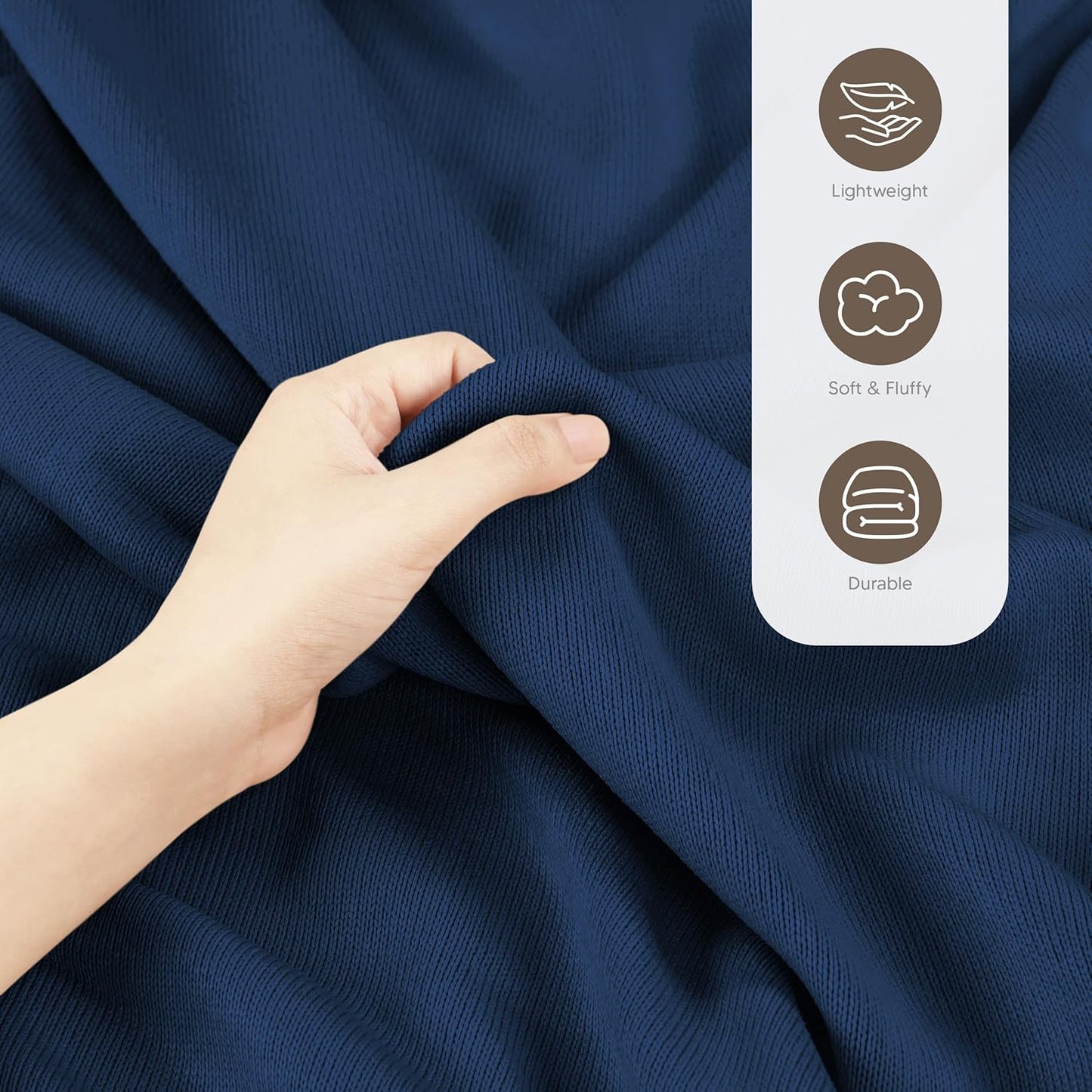 Utopia Bedding Knit Blanket - Soft Lightweight Jersey Queen Size (90x90 Inches) in Navy | Breathable Comfort for Bed & Couch