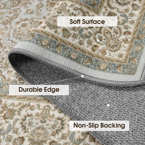 Gent drizz Runner Rug 2'6''x8' Washable Rugs: Machine Washable Runner Rug Soft Non Skid Non-Shedding Low Pile Runners for Hallways, Kitchen, Floor, Laundry, Bedroom, Indoor Baby Blue