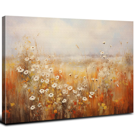 Wildflower Wall Art Autumn Nature Floral Canvas Painting Decor Abstract Daisy Flower Landscape Prints Picture Modern Artwork for Kitchen Living Room Bedroom Bathroom Home Office Decoration 12x16"