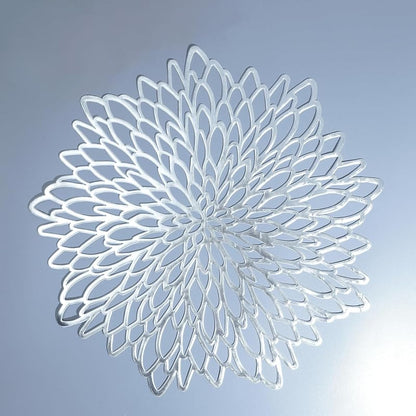 6 Pack Silver Placemats - 15" Round Glitter Vinyl Table Mats for Winter Holidays