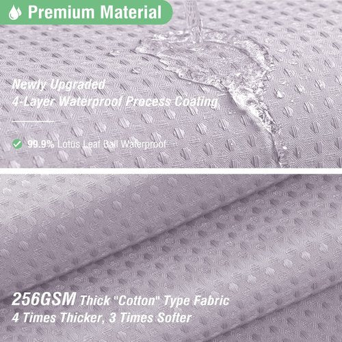 Dynamene Lavender Fabric Shower Curtain - Waffle Weave Textured Heavy Duty Cloth Shower Curtains for Bathroom, 256GSM Hotel Luxury Weighted Bath Curtain Set with 12 Hooks,72x72, Lavender
