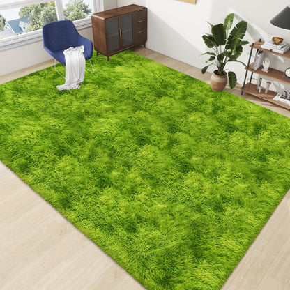 TENNOLA Tie Dyed Grass Green Large Rug 8x10 ft,Soft Plush Furry Shag Area Rugs Fluffy Fuzzy Carpet,for Bedroom Living Room Indoor Floor Rug Kids Girls Boys Home Decor Aesthetic, Dorm Nursery