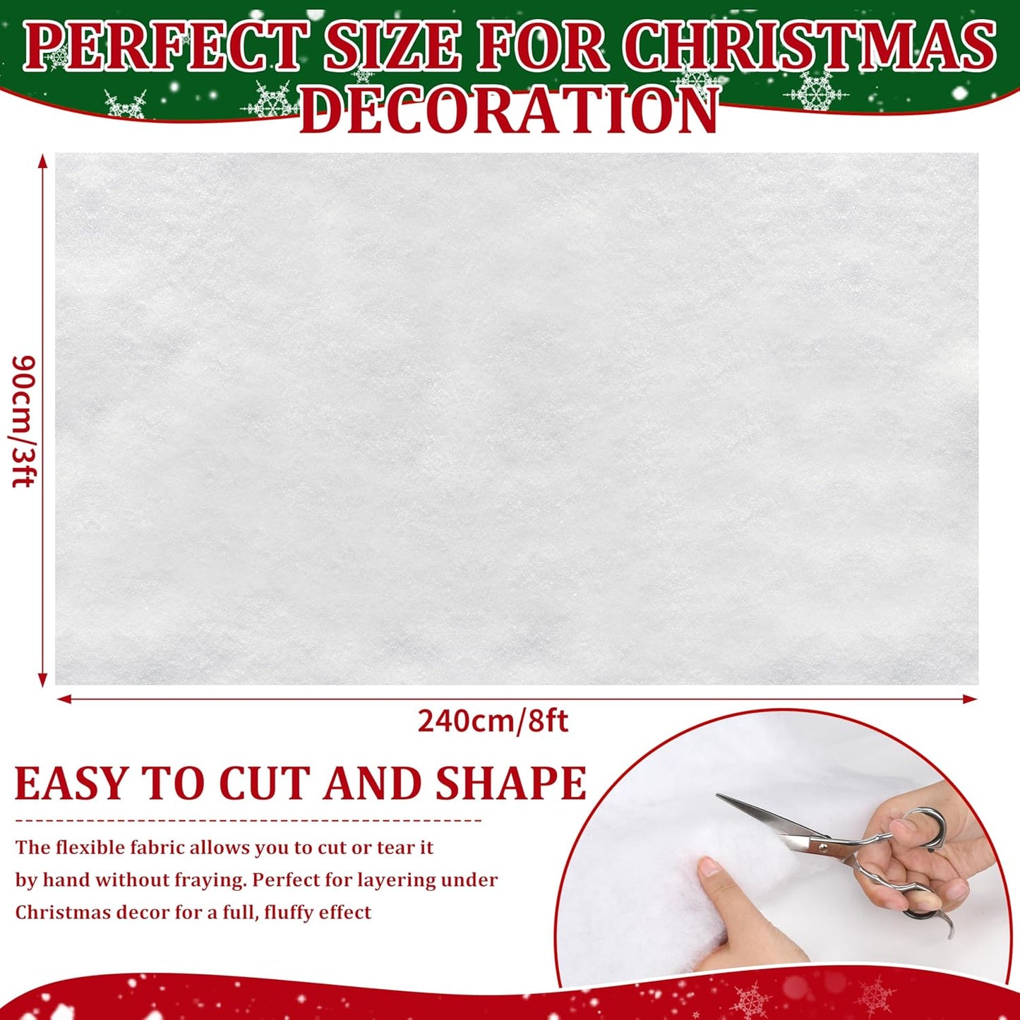 Palonu Snow Blanket - Thick, Soft Artificial Snow Cover for Christmas Decor | 3 x 8 Ft Fluffy White Blankets