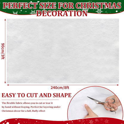 Palonu Snow Blanket - Thick, Soft Artificial Snow Cover for Christmas Decor | 3 x 8 Ft Fluffy White Blankets