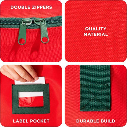 HOLDN’ STORAGE Wreath Storage Bag - Durable Waterproof Christmas Container - Heavy-Duty, 48"W x 8"D - Red