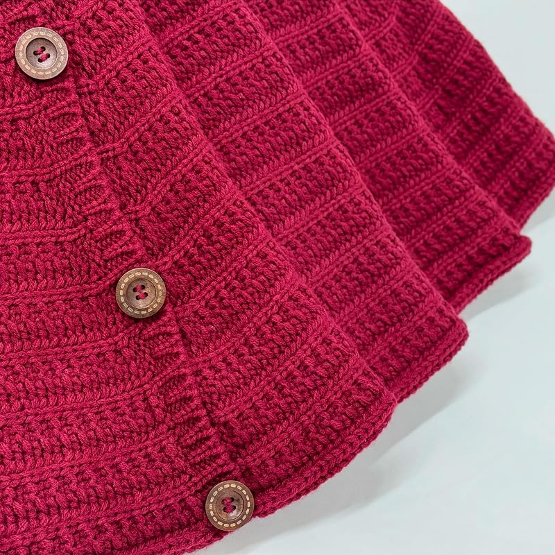 72-Inch Rib Knit Christmas Tree Skirt with Oak Buttons - Burgundy (Variation: Burgundy+72-Inch)