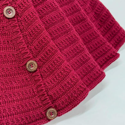72-Inch Rib Knit Christmas Tree Skirt with Oak Buttons - Burgundy (Variation: Burgundy+72-Inch)