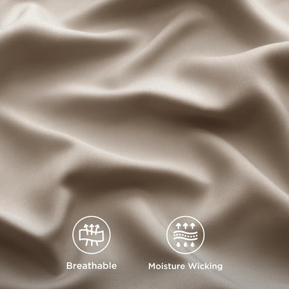 Bedsure Cooling California King Sheet Set - Breathable Rayon from Bamboo, Deep Pocket, Silky Soft, Simply Taupe