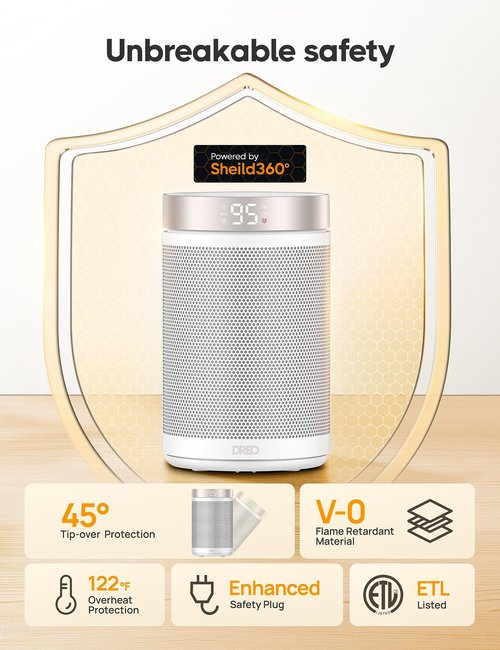 DREO Space Heater, Portable Electric Heaters for Indoor Use with Thermostat and Remote, 2024 Upgraded, Digital Display, 12H Timer, 5 Mode, 1500W PTC Ceramic Fast Safety Heat for Office Bedroom Home