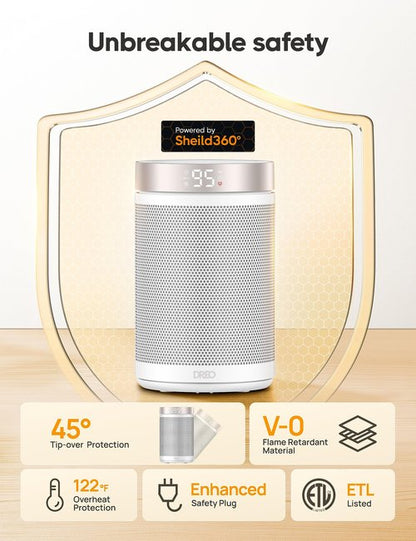 DREO Space Heater, Portable Electric Heaters for Indoor Use with Thermostat and Remote, 2024 Upgraded, Digital Display, 12H Timer, 5 Mode, 1500W PTC Ceramic Fast Safety Heat for Office Bedroom Home