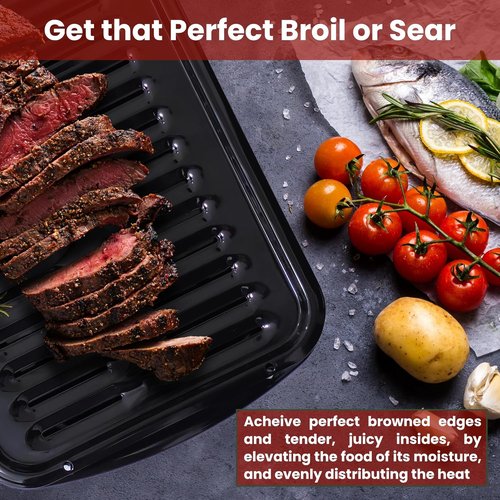 Broiler Pan for Oven by [Brand Name] - Nonstick Ceramic Coated 16.75” x 13” - Heavy Duty Heat Resistant Up to 550°F