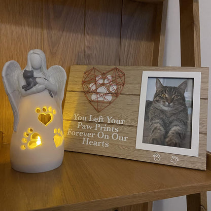 OakiWay Cat Memorial Gifts - Angel Candle Holder Figurine with Flickering LED Light | Sympathy Gifts for Cat Lovers