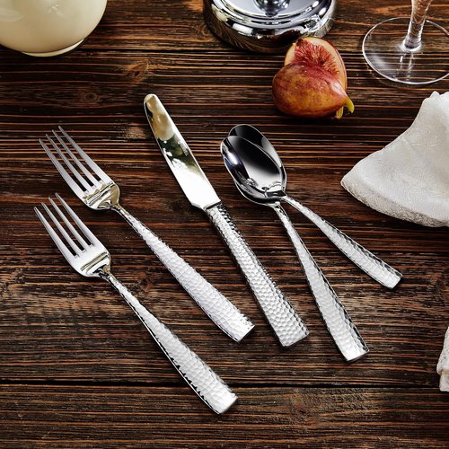 KEAWELL Premium Hammered Silverware Set - 18/10 Stainless Steel, Service for 4/8/12, Dishwasher Safe