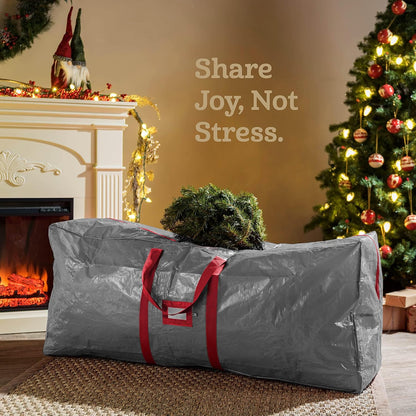 Zober Large Christmas Tree Storage Bag - Waterproof & Durable for 9 Ft Artificial Trees - Gray