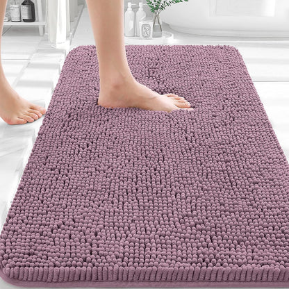 OLANLY Bathroom Rugs - Extra Soft Chenille Bath Mats with Rubber Backing | Quick Dry, 30x20, Deep Plum