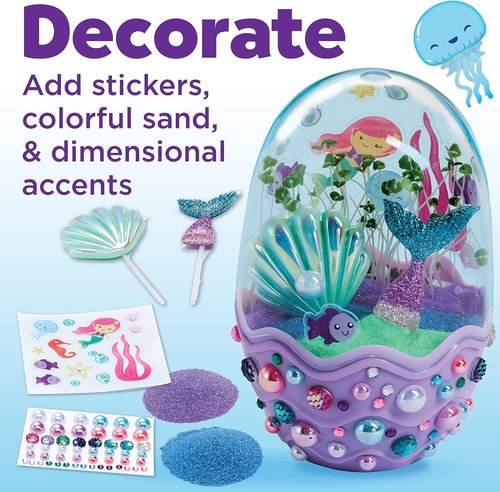 Creativity for Kids Mini Garden - Mermaid Terrarium Kit for Girls | Fun Crafts & Gifts for Ages 6+