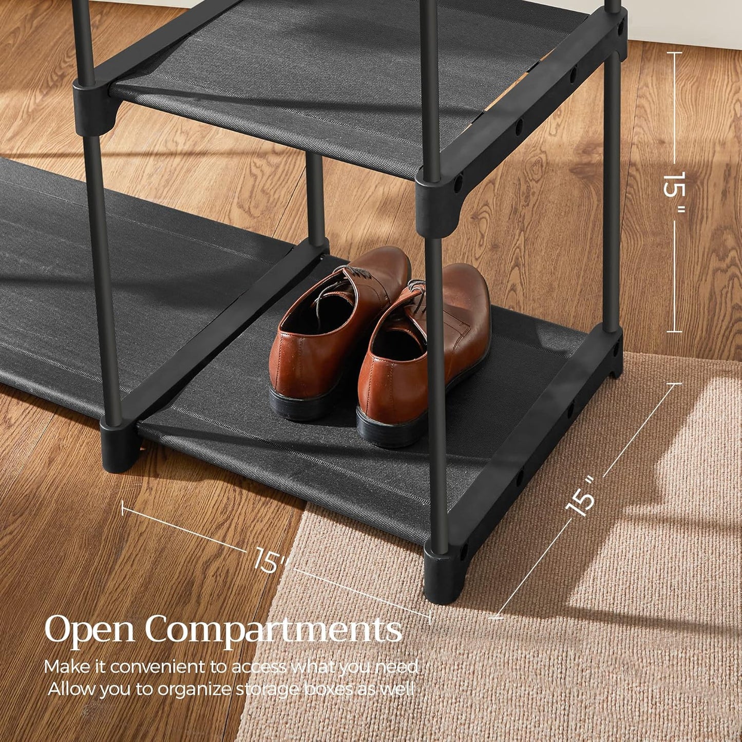 SONGMICS Portable Closet - Freestanding Clothes Rack with Shelves & Hanging Rods | Black, 44.1 x 16.9 x 65 Inches