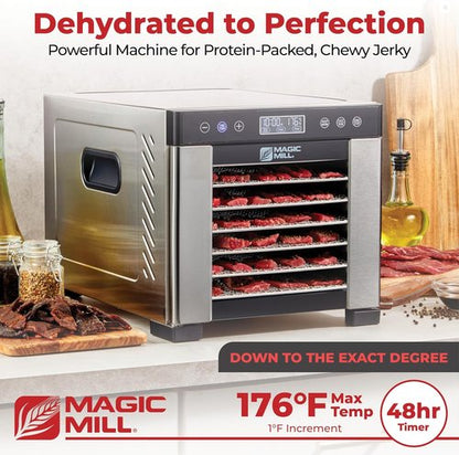 Magic Mill Pro Food Dehydrator - 7 XL Stainless Steel Trays for Jerky, Fruits & Herbs | Digital Timer & Temperature Control