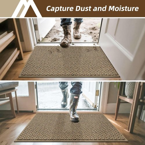 COSY HOMEER Door Mat - Non-Slip Absorbent Entryway Rug | 20" x 32" Taupe Washable Floor Mat