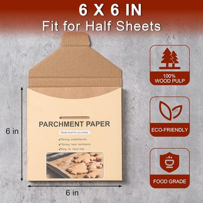200Pcs Unbleached Parchment Paper Sheets - 6 x 6 Inches Non-Stick Baking & Cooking Essentials