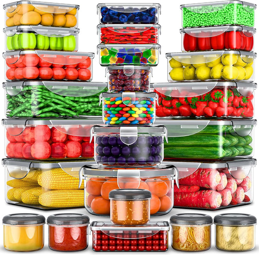 RockBerry 50 Pcs Airtight Food Storage Containers Set | 85 OZ Large & Small | BPA Free, Leak Proof, Stackable