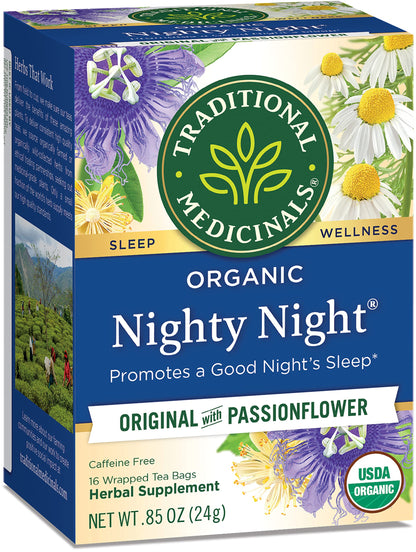 Traditional Medicinals Caffeine Free Herbal Tea Bags, Nighty Night 0.85 oz (Pack of 2)