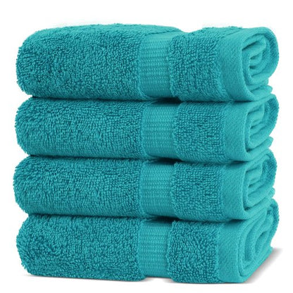 Chakir Turkish Linens | Hotel & Spa Quality 100% Cotton Premium Turkish Towels | Soft & Absorbent (4-Piece Washcloths, Aqua)