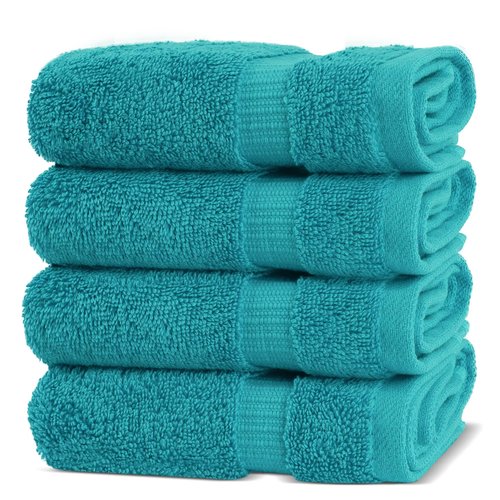 Chakir Turkish Linens | Hotel & Spa Quality 100% Cotton Premium Turkish Towels | Soft & Absorbent (4-Piece Washcloths, Aqua)