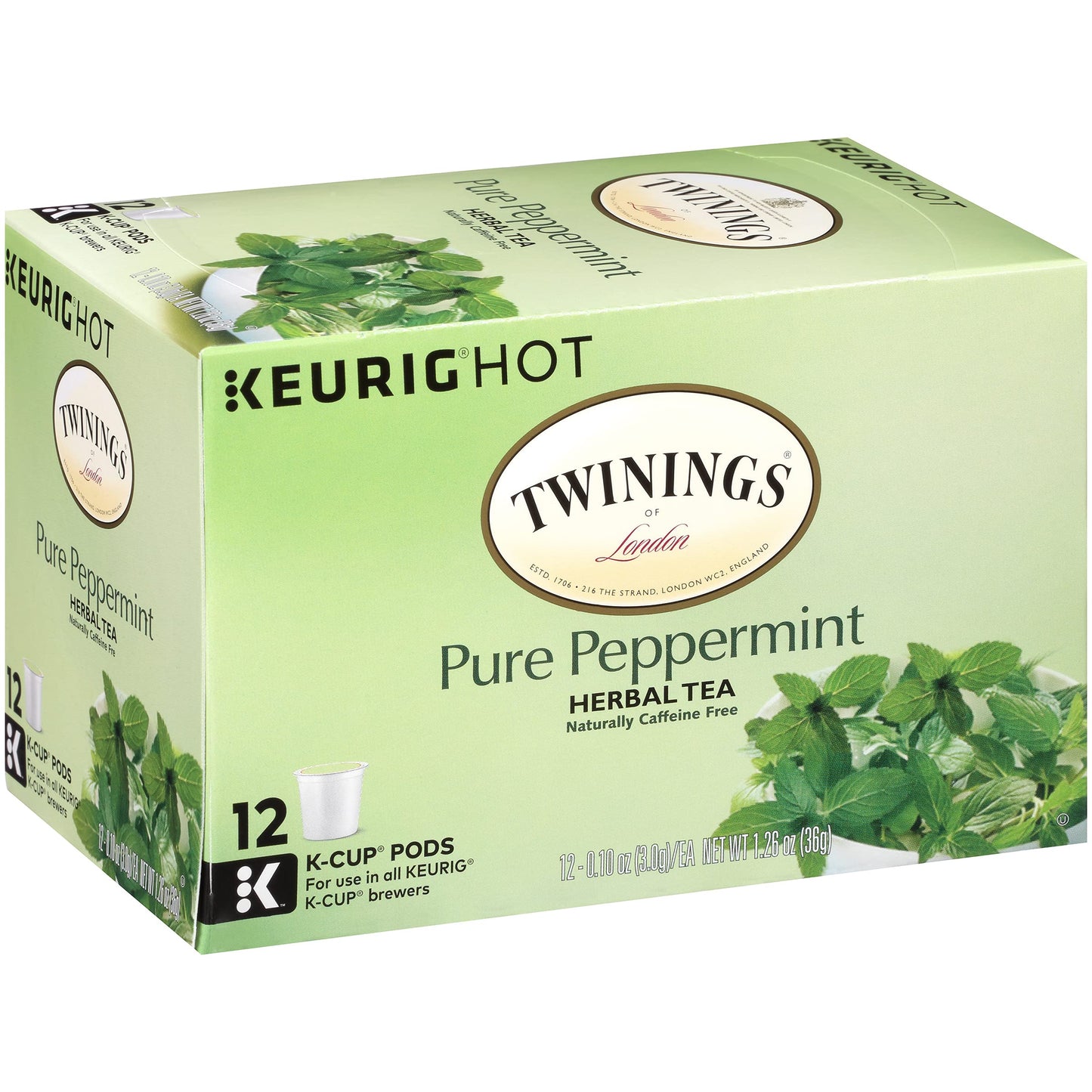 Twinings of London Pure Peppermint Tea K-Cups for Keurig, 12 Count