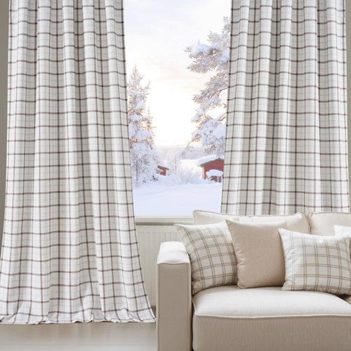 NICETOWN 100% Plaid Linen Blackout Curtains 84 Inch Long for Living Room Bedroom, Farmhouse Double Layer Windowpane Drapes Thermal Insulated Privacy Rod Pocket Back Tab, 2 Panels, 52" W, White