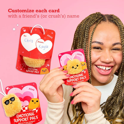 Relatable Emotional Support V-Day Nugget Cards - Valentine's Plush Gift Set with 10 Plushies & Cards