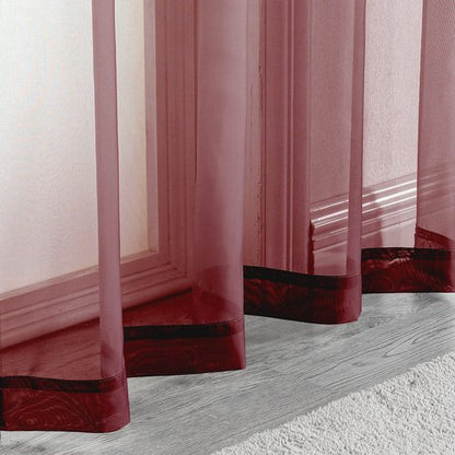 OWENIE Sheer Curtains, Sheer Curtains 63 inch Length 2 Panels Set, Rod Pocket Voile Fimly Sheer Drapes for Living Room/Bedroom, 2pcs, Each 42" W x 63" L, Burgundy