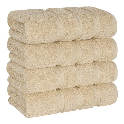 American Soft Linen Luxury Hand Towels for Bathroom, 600 GSM Heawy Weight 16x28 Size 100% Cotton Turkish 4 Piece Hand Face Towel Set, Beige Hand Towels
