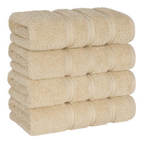 American Soft Linen Luxury Hand Towels for Bathroom, 600 GSM Heawy Weight 16x28 Size 100% Cotton Turkish 4 Piece Hand Face Towel Set, Beige Hand Towels