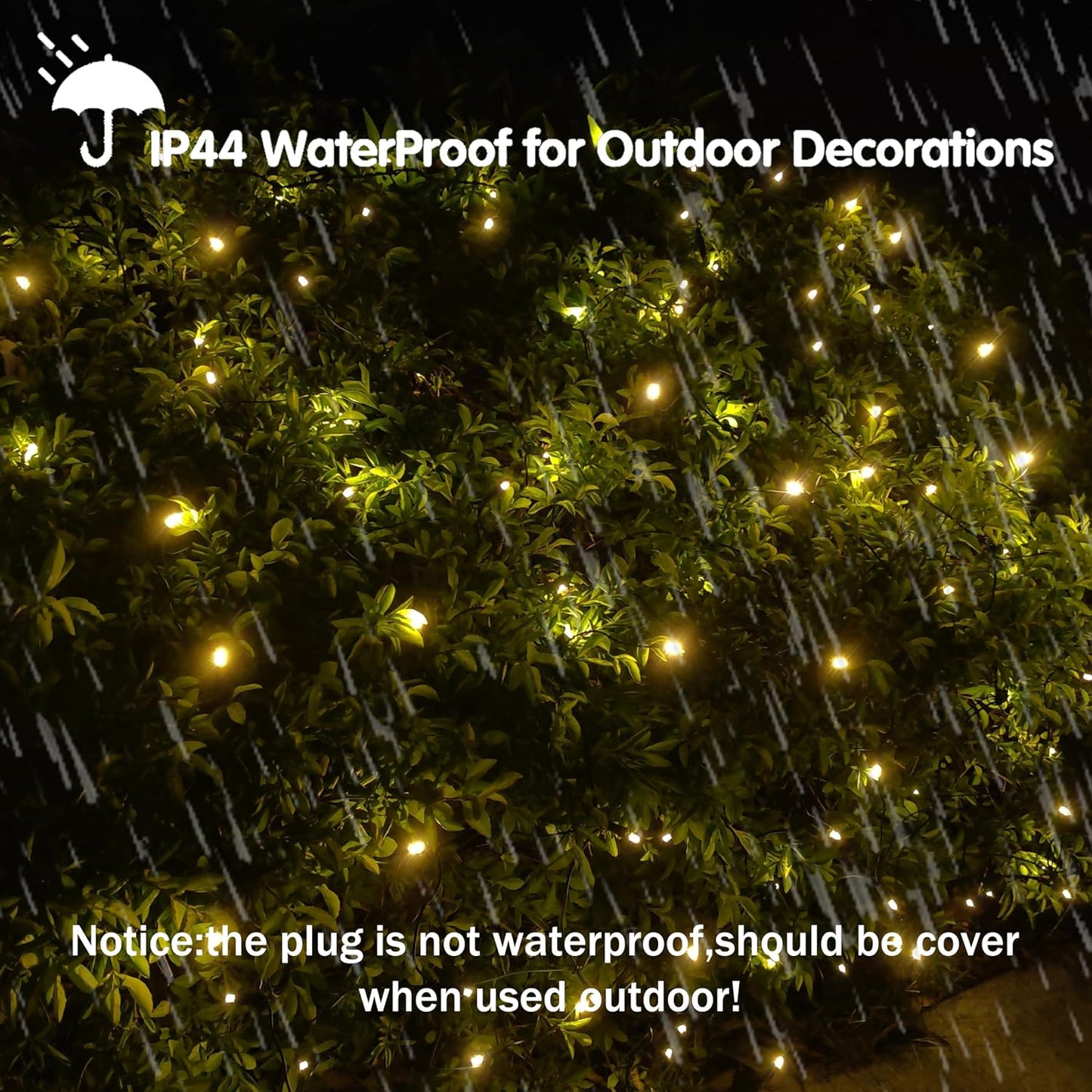 Skiennix 100 LED Christmas Net Lights - 5ft x 5ft Outdoor/Indoor Mesh Decoration, Warm White