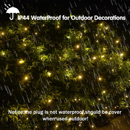 Skiennix 100 LED Christmas Net Lights - 5ft x 5ft Outdoor/Indoor Mesh Decoration, Warm White