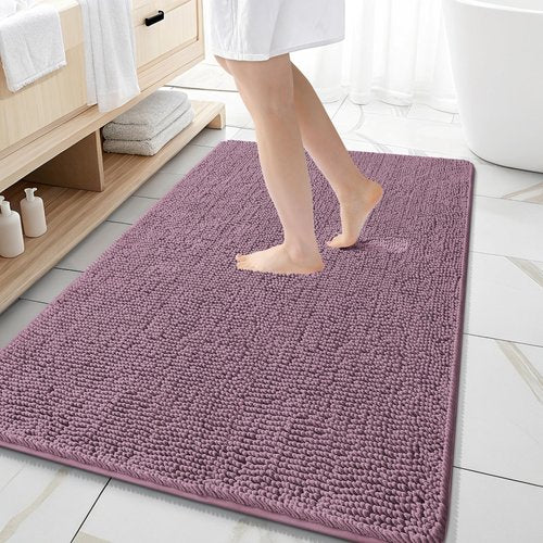 OLANLY Bathroom Rugs 59x35, Extra Soft Absorbent Chenille Bath Rugs, Rubber Backing Quick Dry, Machine Washable Bath Mats for Bathroom Floor, Tub and Shower, Home Decor Accessories, Deep Plum